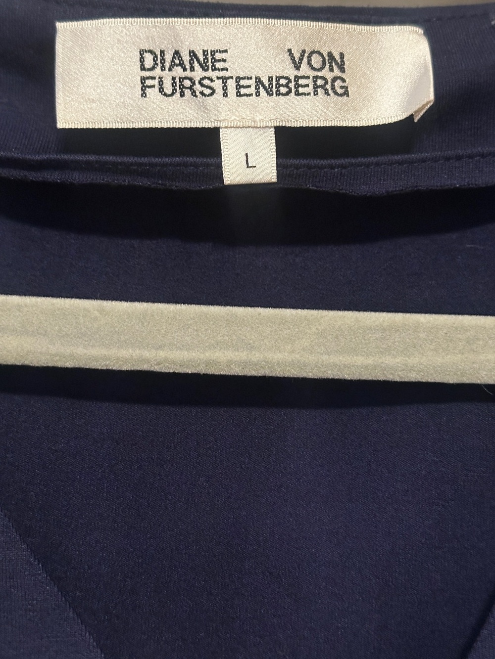 Diane Von Furstenberg Navy Blue Long-Sleeve Viscose Soft Matte Jersey Wrap Top s - Picture 3 of 4